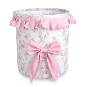 Cesta de Almacenamiento Infantil con Lazo Rosa, Multifuncional, de Lona con Volantes, para Juguetes, Ropa y Decoración de Guardería - Product Image 1