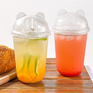 Gobelets en plastique jetables personnalisés en PLA PET avec couvercles, tasses et soucoupes, taille personnalisée acceptée, gobelet en plastique 7oz - Product Image 3
