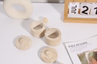 Bougeoir en travertin beige naturel personnalisé certifié BSCI, pot en pierre de marbre sur mesure, adapté à la décoration intérieure