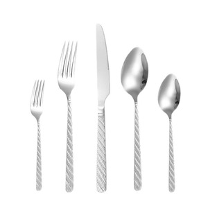 Stainless Steel Twisted Knife Fork Spoon <b>Set</b> 5 Piece Retro Western Style Steak Flatware Picnic Use - Product Image 5