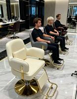 Chaise de salon en cuir haut de gamme professionnelle avec fonction de réglage en hauteur pour salons de beauté et salons de coiffure