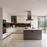 Meubles de cuisine modulaires modernes avec structure en bois massif, design personnalisable, évier, crédence, glissières de tiroirs - Garantie 5 ans