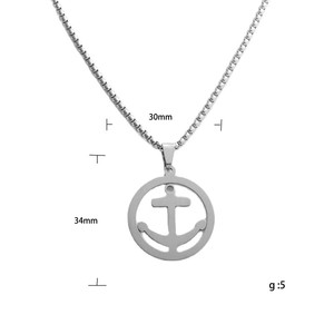 สร้อยคอจี้รูปสมอ สแตนเลส สไตล์เรโทรสำหรับผู้ชาย รุ่น 12032 - Product Image 3