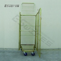 Conteneur de sécurité en treillis métallique soudé, pliable, empilable, à roulettes, pour entrepôt