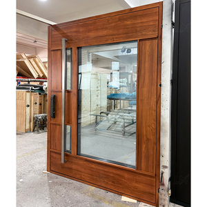 Porte pivotante extérieure moderne personnalisée, porte d'entrée de luxe en aluminium sécurisée, porte de magasin moderne en verre pare-balles sécurisé - Product Image 2