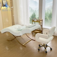 Table de massage esthétique incurvée pour soins du visage, spa, salon de beauté et extensions de cils
