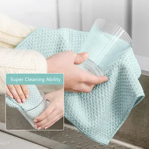 Wholesale Quick-drying Double-sided Microfiber Household Glass Cleaning Cloth Kitchen Dish Washing Cleaning Towel