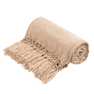 Chenille Tassel Fringe <b>Throw</b> <b>Blanket</b> Velvety Texture Decorative Sofa Couch Bed Soft Silky Cozy Light pink <b>Knitted</b> Plain - Product Image 1