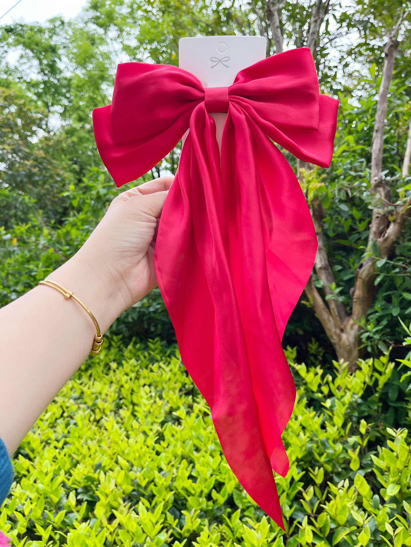 Bright red-scarf bow