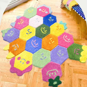 Tapis coloré en patchwork touffeté à effet floqué, motif extraterrestre, pour chambre d'enfant, chambre à coucher, couverture de chevet, tapis décoratif pour le sol - Product Image 1