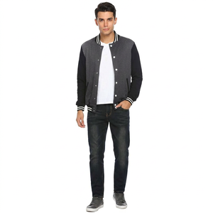 Blouson universitaire pour homme FINER THREADS, manches en laine, col montant, respirant, en toile, idéal pour l'hiver - Product Image 1
