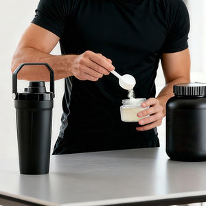 定制徽标 20 盎司双层金属摇摇杯 20 盎司不锈钢水瓶 健身房健身锻炼粉混合器 蛋白质摇摇瓶 - Product Image 6