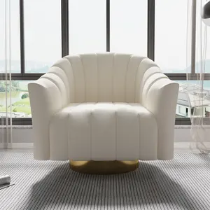 Поворотное современное кресло для гостиной из золотистой нержавеющей стали для отдыха из ткани бархата одноместное кресло диван