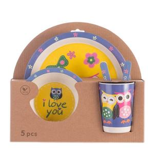 Assiettes alimentaires en Fiber de <span class=keywords><strong>bambou</strong></span> pour enfants, dessin animé écologique, ensemble d'alimentation pour <span class=keywords><strong>bébé</strong></span>, bol, tasse, cuillère fourchette, service de vaisselle pour les tout-petits, 5 pièces - Product Image 6