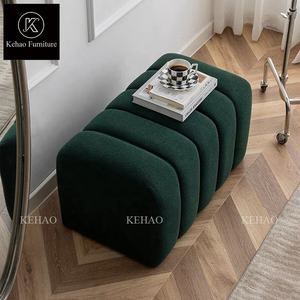 Meubles de maison Ottoman moderne simple rectangulaire <span class=keywords><strong>en</strong></span> <span class=keywords><strong>bois</strong></span> Ottoman <span class=keywords><strong>tabouret</strong></span> <span class=keywords><strong>en</strong></span> tissu Teddy pour la chambre à coucher - Product Image 2