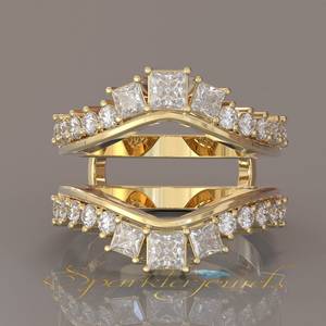 Anillo Personalizable con Aros de Diamantes, Anillo Envolvente Aggie, Anillo Envolvente de Diamantes, Anillo a Juego de Moissanita, Anillo de Eternidad, Banda de Eternidad de Diamantes - Product Image 1