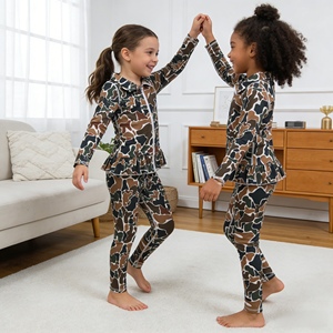 ชุดโยคะเด็กผู้หญิงลายพรางสีน้ำตาลสไตล์ตะวันตก GLP2992 rts สำหรับฤดูใบไม้ร่วง ขายส่ง เสื้อแขนยาว ชุดซิป - Product Image 1