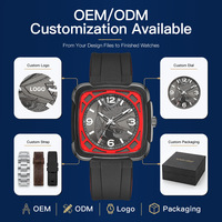 Montre à quartz pour homme d'affaires, bracelet en silicone rouge, emballage personnalisé, étiquette privée, cadeau, Relogio Masculino, montres à quartz tendance