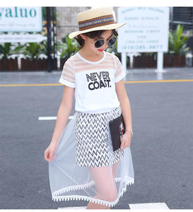 Ropa Infantil Coreana al por Mayor, Conjunto de Vestido y Camiseta de Algodón con Estampado de Letras para Niña - Product Image 1