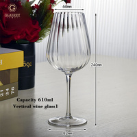 Verre à Vin Rouge et Blanc en Cristal à Calice Côtelé, Verrerie à Long Pied, Soufflé à la Main Style Art Déco, Verres à Vin Rouge