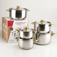 Lot de 10 casseroles et marmites de cuisine antiadhésives avec chauffe-plats en acier inoxydable pour la cuisson