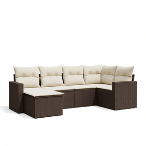 Ensemble de canapés de jardin en rotin brun avec pieds réglables, mobilier d'extérieur au design moderne, coussins confortables - Product Image 1