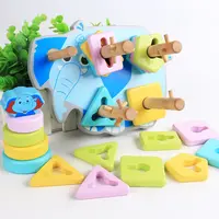 لعبة مونتسيري ، خشبية ، تعليمية ، للأطفال, لعبة تعليمية على شكل فيل ، مصنوعة من الخشب ، ألعاب ذات نوعية جيدة ، للأطفال من سن 1-2-3 سنوات ، ألعاب على شكل برج