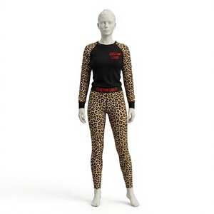 Conjunto Deportivo de 2 Piezas con Estampado de Leopardo y Logotipo Personalizado para Mujer, Top Corto y Pantalones Deportivos con Estampado Animal, Fabricante OEM 2026 - Product Image 2