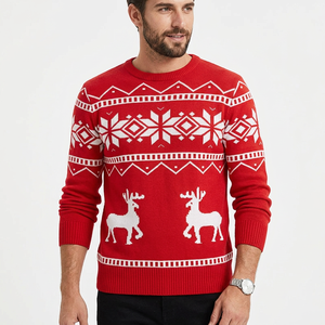 Suéter navideño feo de algodón con cuello redondo para hombre y mujer, diseño unisex familiar, tejido de punto, OEM ODM, para invierno - Product Image 5