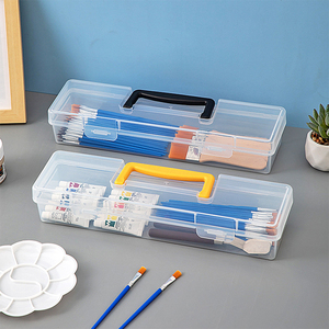 <span class=keywords><strong>Caja</strong></span> <span class=keywords><strong>de</strong></span> Plástico Rectangular Grande, Estuche para Pinceles y Lápices <span class=keywords><strong>de</strong></span> Dibujo, Organizador <span class=keywords><strong>de</strong></span> Escritorio, <span class=keywords><strong>Caja</strong></span> Transparente para Lápices <span class=keywords><strong>de</strong></span> Acuarela - Product Image 2