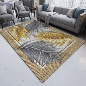 闪亮客厅地毯亮色定制设计区域地毯金色钻石天鹅绒家居装饰地毯