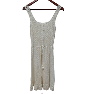 Vestido de punto sin tirantes para mujer, patrón delicado, diseño informal con cordones, estilo suave y relajado - Product Image 1