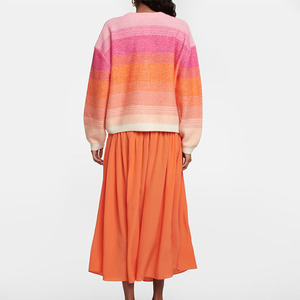 2023 Custom Mohair and Wool <strong>Cardigan</strong> in Dongguan <strong>Orange</strong> Gradient Sweater for <strong>Women</strong> Soft Fall Knitwear - Product Image 3
