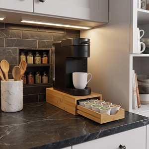 Bamboo <strong>Coffee</strong> <strong>Pod</strong> Drawer Organizer Compatible with K-Cups Under Cabinet <strong>Coffee</strong> Station Storage Rack Capsule <strong>Holder</strong> <strong>for</strong> 12 <strong>Pods</strong> - Product Image 3