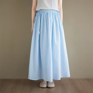 Nouvelle <span class=keywords><strong>jupe</strong></span> <span class=keywords><strong>longue</strong></span> maxi ample et fluide à double couche de couleur unie pour femme, style bohème décontracté, <span class=keywords><strong>plissée</strong></span>, pour le quotidien, vente en gros - Product Image 3