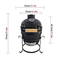 Barbecue Kamado Mini Moderne 13 Pouces Portable en Céramique et Fonte avec Chariot Pliant Émaillé en Porcelaine pour Charbon de Bois CE