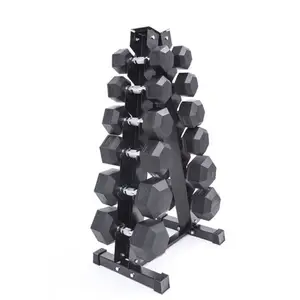 Factory Wholesale 25kg 40kg 50kg Gym Equipment gym weights Rubber Hex dumbbell dumbbells set