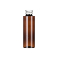 Vente chaude 100ml 120ml 150ml 250ml 350ml 500ml Cylindre à épaulement plat Ambre Brun Bouteille en plastique PET avec bouchon à vis en plastique