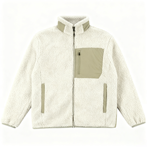 Áo khoác Sherpa bán buôn OEM, áo khoác lông cừu có khóa kéo, áo khoác lông cừu Polar Fleece nam, thiết kế giản dị, mùa đông, nhuộm màu, thời trang đô thị, túi vá - Product Image 5