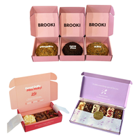Petite grande boîte à pâtisserie cadeau rose avec logo personnalisé Emballage en carton de luxe Boîte à biscuits Brookie personnalisée avec séparateurs