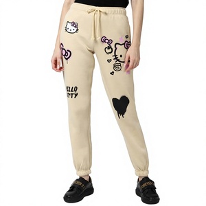 Nouveaux pantalons de jogging décontractés et confortables à taille haute et jambe droite avec logo personnalisé, pour la gym et l'entraînement, avec poches, pour filles - Product Image 1