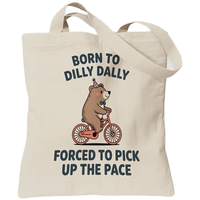 Sac fourre-tout Dally Bear Cycling Bear, sacs de courses réutilisables en toile, importés, lavables en machine
