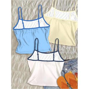 Top Corto de Tirantes Finos con Estampado Floral Personalizado para Mujer, Top de Verano Transpirable de Punto, Diseño Blue Lily - Product Image 4