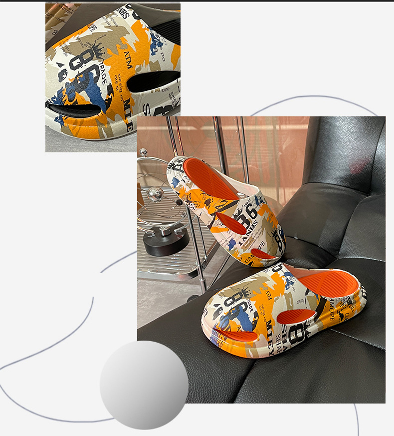 Unisex Anti-slip Soft Women EVA Outdoor Slipper Summer Beach Shoes Women and Men Printing Slides