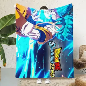 2024 Mới Nhất Thiết Kế Tùy Chỉnh Dragonball Goku Flannel Lông Cừu Giường Chăn 100% Polyester In Dệt Kim Trang Trí Ném Món Quà Tốt Nhất