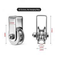 Roue suspendue en acier inoxydable 304, petit anneau en U, roulement à billes, roue universelle pour câble métallique, poulie silencieuse, guide de roulement
