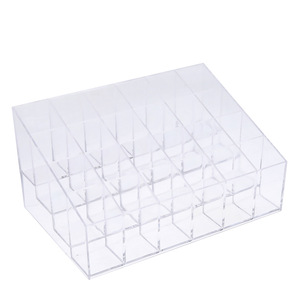 Trapezoidal Transparent 24 Compartment Cosmetic Organizer Lipstick Holder Makeup Storage Desktop Display Rack - Product Image 5