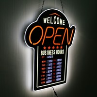 Gran iluminado para negocios Programa ovalado Control de tiempo Hora Abierto Led Business Sign