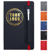 Nouveautés : Carnet A5 en cuir PU à rayures avec logo personnalisé, étui à stylo à sangle élastique, agenda imprimé avec logo, bloc-notes en cuir