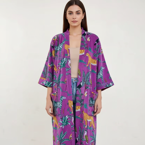 Robe de chambre unisexe de luxe en velours, style kimono bohème, doublure en coton indien, classique, élégante, sexy, cadeau pour adultes, été - Product Image 1